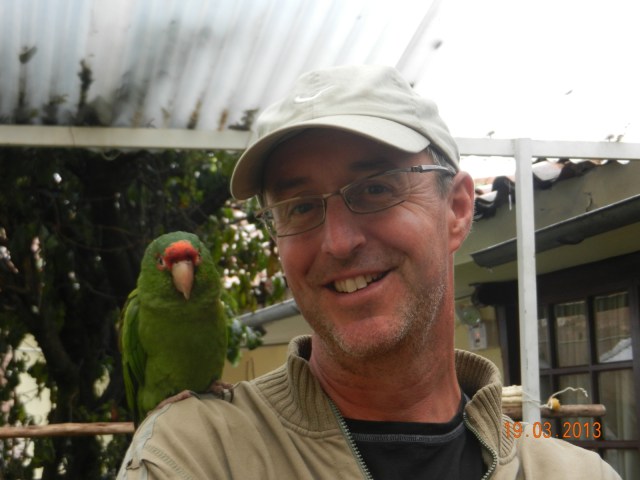 Voici Lorenzo le perroquet de notre hôtel de Cuzco. Il criait quotidiennement pour sauter sur mes épaules !